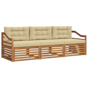 vidaXL Ensemble de canapés d'extérieur 3 Pièces Naturel et Beige