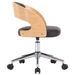 Chaise fauteuil siège pivotante de bureau informatique étude bois courbé et similicuir noir 02_0024154