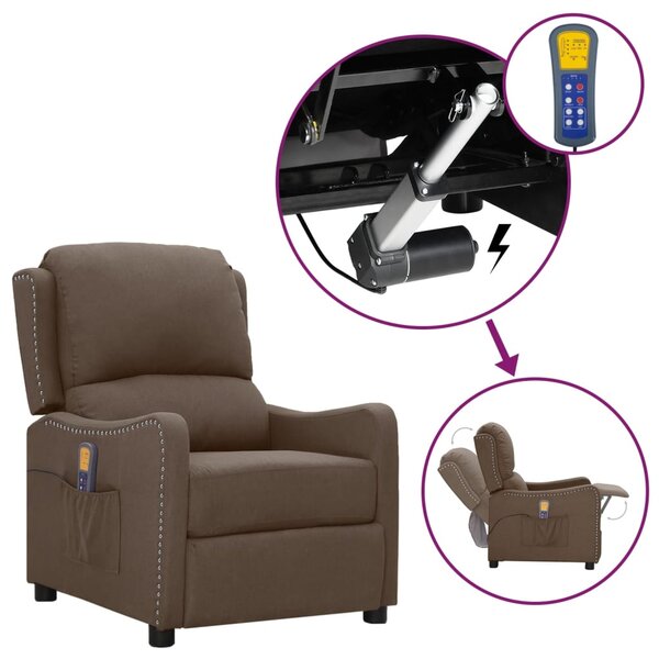 vidaXL Fauteuil de massage Taupe Tissu