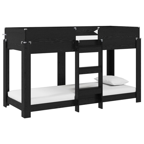 vidaXL Lit Superposé pour Enfants Chêne noir 75 x 190 cm