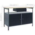 vidaXL Établi avec 3 panneaux muraux et 1 armoire