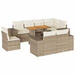 vidaXL Salon de jardin avec coussins 9 Pièces beige résine tressée