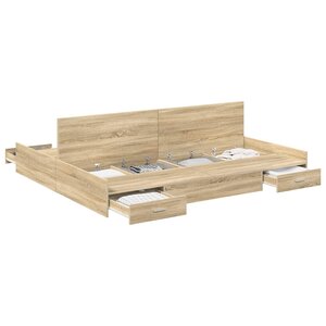 vidaXL Cadre de lit avec rangement Chêne Sonoma 200 x 200 cm
