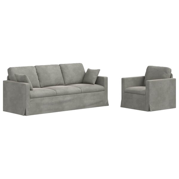 vidaXL Ensemble de Canapés 2 pc Gris clair Velours