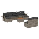 vidaXL Salon de jardin avec coussins 10 Pièces gris résine tressée