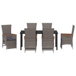 vidaXL Ensemble de salle à manger pour jardin 7 Pièces Gris Poly rotin