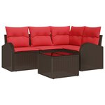 vidaXL Ensemble de canapé de jardin 5 Pièces Marron polyrotin