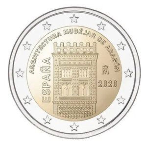 2 euros commémorative Espagne 2020 - Architecture mudéjare d'Aragon.