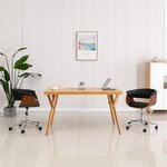 vidaXL Chaise pivotante de bureau Noir Bois courbé et similicuir