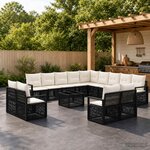 vidaXL Ensemble de canapé de jardin 14 pc Noir polyrotin