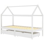 vidaXL Cadre de lit d'enfant avec tiroirs Blanc Pin massif 90x200 cm