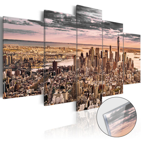 Tableau sur verre acrylique - new york city: morning sky [glass] l x h en cm 200x100