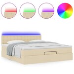vidaXL Lit ottoman avec matelas et LED crème 180x200cm tissu