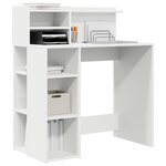 vidaXL Bureau avec étagère Blanc 90 x 48 x 101 5 cm Bois d'ingénierie