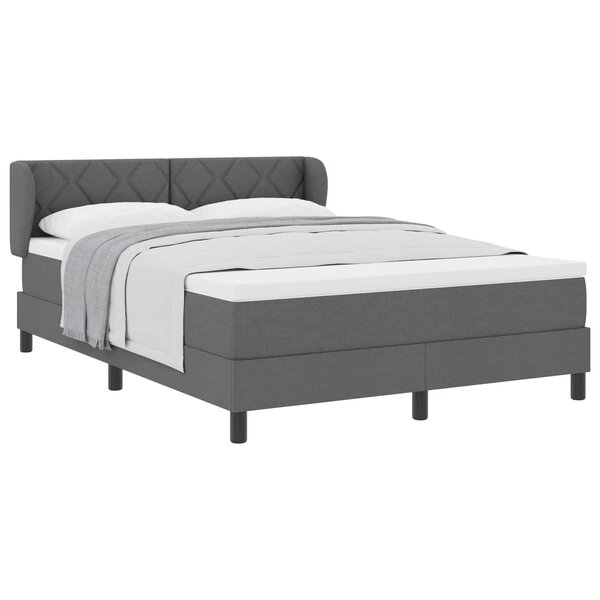 vidaXL Lit à ressorts avec matelas Gris foncé 160 x 200 cm tissu