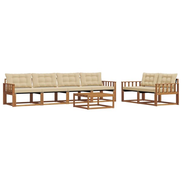 vidaXL Ensemble de canapés d'extérieur 7 Pièces Naturel et Beige