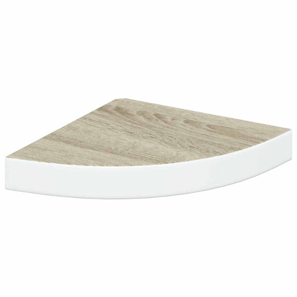 vidaXL Étagère d'angle murale Chêne et blanc 25x25x3 8 cm MDF