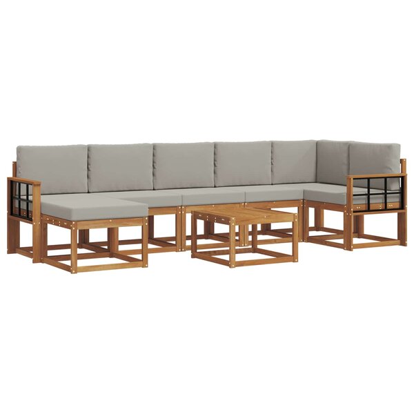 vidaXL Ensemble de canapés d'extérieur 8 pc Gris Naturel et Clair
