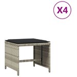 vidaXL Tabourets de jardin coussins lot de 4 gris clair résine tressée