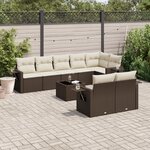 vidaXL Salon de jardin avec coussins 9 Pièces marron résine tressée