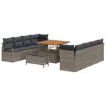 vidaXL Ensemble de canapé de jardin 11 Pièces Gris Poly rotin