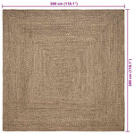 vidaXL Tapis Naturel et noir 300 x 300 cm Jute