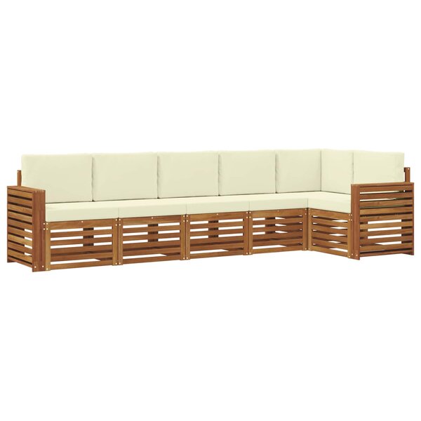 vidaXL Ensemble de canapés d'extérieur 6 pc Naturel et Crème Polyester