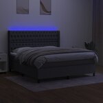 vidaXL Sommier à lattes de lit matelas LED Gris foncé 180x200 cm Tissu