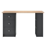 Bureau table secrétaire poste de travail informatique avec 3 tiroirs 120 cm gris foncé et bois