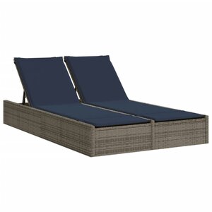 vidaXL Chaise longue double avec coussins gris résine tressée