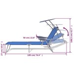 vidaXL Chaise longue avec auvent Acier Bleu