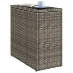 vidaXL Table d'appoint de jardin avec dessus en verre gris rotin