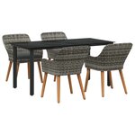 vidaXL Ensemble de mobilier de jardin 5 pièces en poly rotin gris