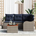 vidaXL Ensemble de canapé de jardin 5 Pièces Gris Poly rotin
