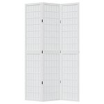 vidaXL Cloison de séparation 3 panneaux blanc bois de paulownia massif