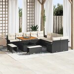 vidaXL Ensemble de canapé de jardin avec coussin 13 Pièces Noir  Crème