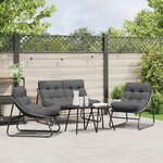 vidaXL Mobilier de jardin 3 Pièces Noir 110 x 81 x 71cm Métal