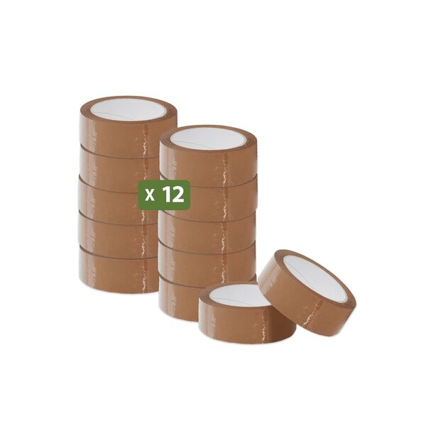 Pack and Move - Lot 12 rouleaux ruban adhésif marron pour emballage et déménagement - 66 m - Qualité Premium