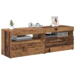 vidaXL Meubles TV avec lumières LED 2 Pièces vieux bois bois d'ingénierie