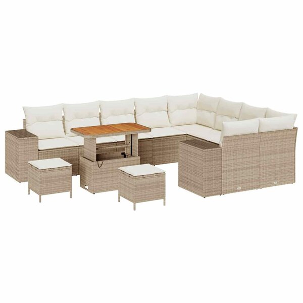 vidaXL Ensemble de canapé de jardin avec coussin 12 Pièces Beige et crème