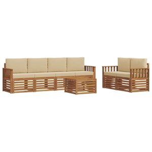 vidaXL Ensemble de canapés d'extérieur 7 Pièces Naturel et Beige