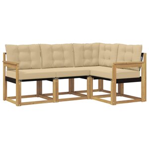 vidaXL Ensemble de canapés d'extérieur 4 Pièces Blanc et Beige