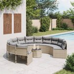 vidaXL Canapé de jardin avec table coussins rond beige résine tressée