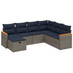 vidaXL Salon de jardin 7 Pièces avec coussins gris résine tressée