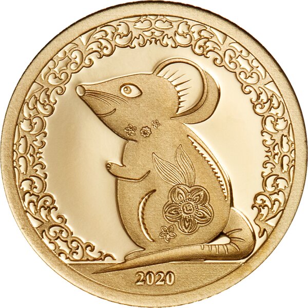 Monnaie 1000 Togrog Or - Mongolie - année de la souris 2020
