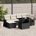 vidaXL Salon de jardin 7 Pièces avec coussins noir résine tressée