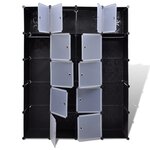 vidaXL Armoire modulaire 14 compartiments Noir et blanc 37x146x180 5cm
