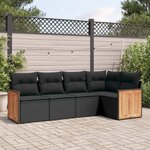 vidaXL Salon de jardin 5 Pièces avec coussins noir résine tressée
