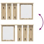 vidaXL Porte-manteau mural avec étagère Montage mural avec miroir Chêne sonoma 85 x 10 x 45 cm