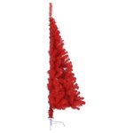 vidaXL Demi sapin de Noël artificiel avec support Rouge 120 cm PVC